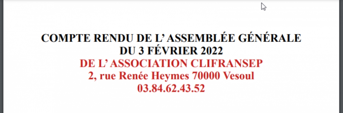 CLIFRANSEP - Compte-rendu de l&#039;AG de 2022